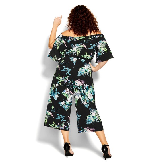 NWT City Chic Kalani Jumpsuit Tie Belt Black Blue Floral Pockets Plus Size M 18 - Picture 3 of 12